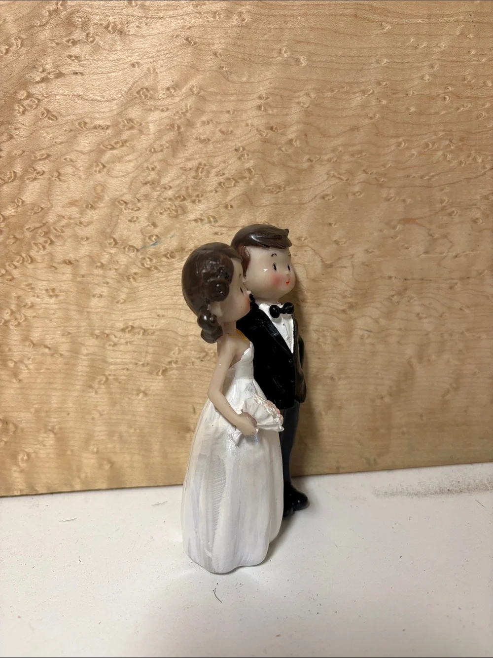Wedding Cake Topper Bride and Groom Figurine in White and Black